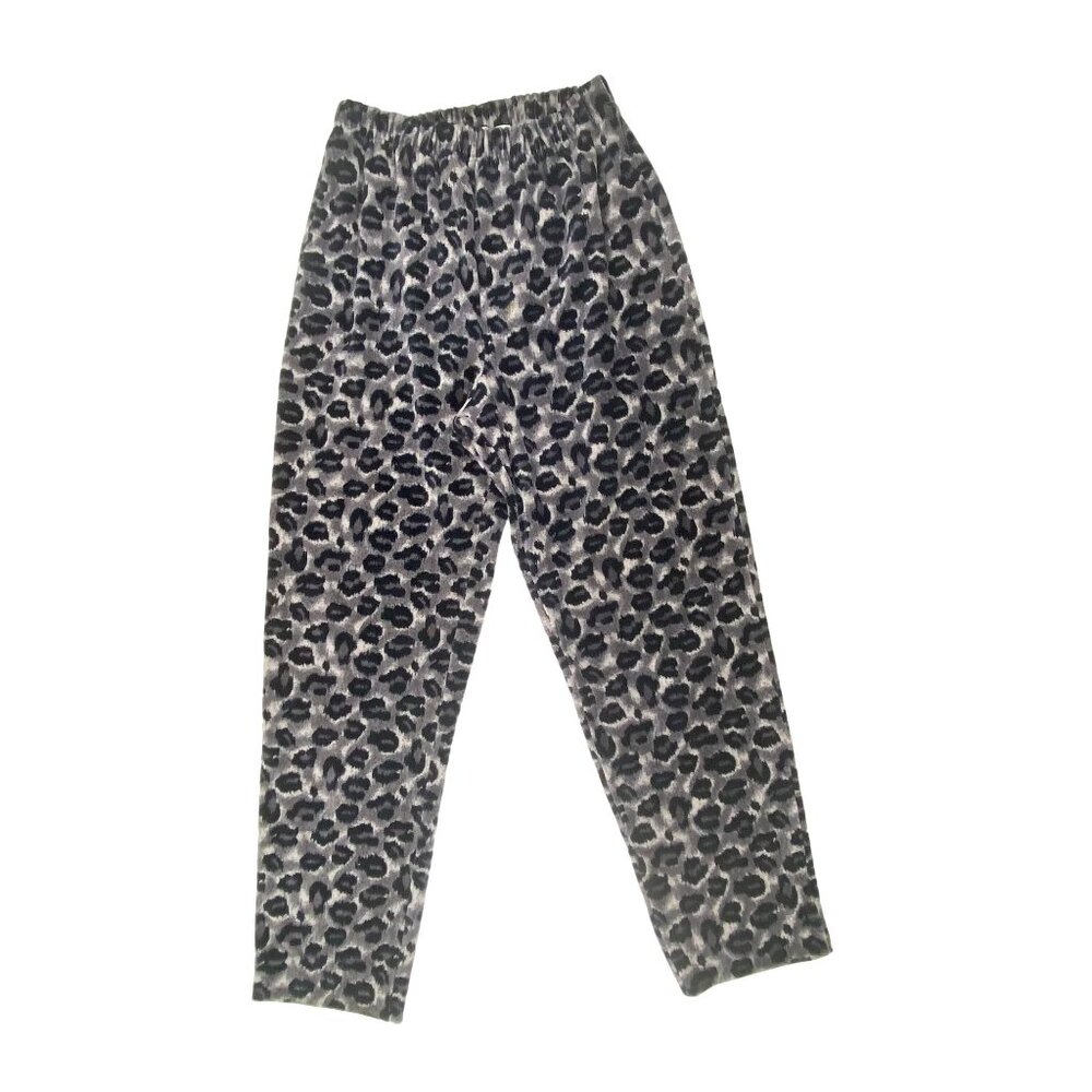 Vintage 90's Dana Buchman Womens Leopard Print Elastic Waist Soft Velour Pants M